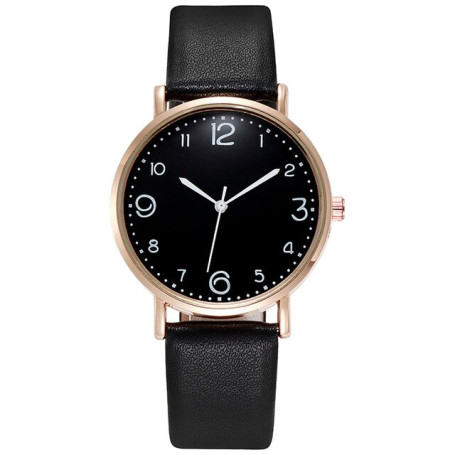 Women Quartz Watch Pu Leather Band Black Dial Analog Wrist Watch Women Bracelet Watches Crystal Clock Gift Zegarek Damski