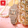 OLEVS Rose Gold Quartz Watch for Women Luxury Top Brand All Diamond Dress Wristwatch Elegant Texured Watchband Women Watch New