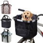 Bicycle Front Basket Bike Small Pet Dog Carry Pouch 2in1 Detachable MTB Cycling Handlebar Tube Hanging Fold Baggage Bag 5KG Load