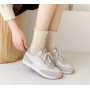 5 pairs spring style mid-tube socks women's Japanese system simple cotton socks solid color lace breathable pile socks