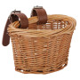 Bicycle Basket for Kids Bike Scooter Baskets with 2 Leather Straps Detachable Wicker D-shaped Waterproof Handmade Storage Basket