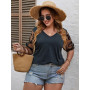 Deep Blue Blouses Women's Summer 4XL Mesh Sleeve Tops Loose Large Plus Size Casual Oversized Tees T Shirt Female Outfits