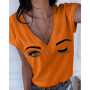 3d Women's T-shirt Sexy Eyelash Print T Shirt For Ladies Fashion Street Short Sleeve Tops Loose Oversized Women's Clothing Shirt