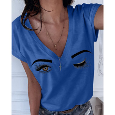 3d Women's T-shirt Sexy Eyelash Print T Shirt For Ladies Fashion Street Short Sleeve Tops Loose Oversized Women's Clothing Shirt