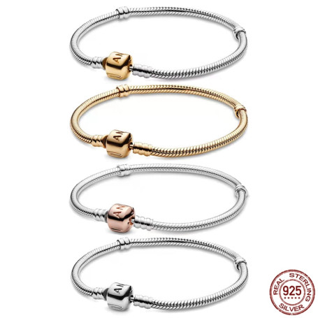 Classic 925 sterling silver brand new high-quality snake bone chain bracelet fit original design charm beads DIY women's jewelry