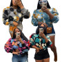 Winter Retro Plush Wool Flowers Embroidery Cardigan Ins Coat Long Sleeved Crop Y2K Streetwear Fur Womens 3D Flower Bomber Jacket