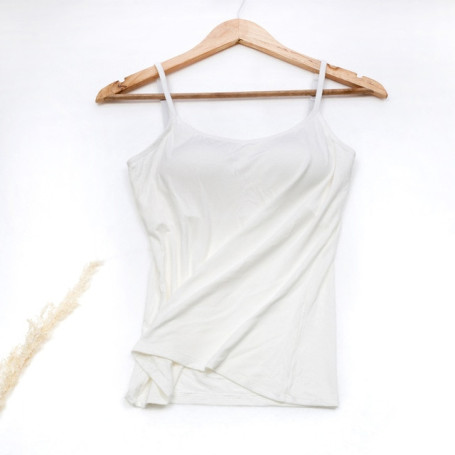 Women Vest Underwear Summer Soft Tank Top Built In Bra Spaghetti Strap Casual Solid Breathable Padded Female Comfort Camisoles