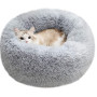 Round donut dog and cat bed long hair cuddle removable machine washable pet pillow bed for small pets