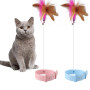 1 Pcs Cat Teaser Stick Pet Collar With Bells Feather Bite-resistant Feather Fishing Rod For Indoor Cats Training Toys Supplies