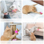 1 Pcs Cat Teaser Stick Pet Collar With Bells Feather Bite-resistant Feather Fishing Rod For Indoor Cats Training Toys Supplies