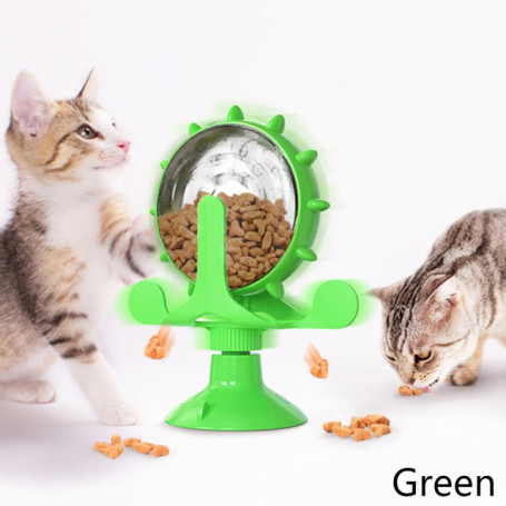 Windmill Cat Toys Turntable Teasing Cat leaking Food Puzzle Toy Relieve Boredom Rotating Kitty Interactive Training Pet Supplies
