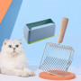 Cat Litter Shovel Set Candy Color Large Wooden Handle Cat Toilet Cleaning Poop Scoop Tools Pet Cleaning Accessories Supplies