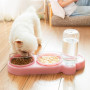 Pet Cat Bowl Automatic Feeder 3in1 Dog Cat Food Bowl With Water Fountain Double Bowl Drinking Raised Stand Dish Bowls For Cats
