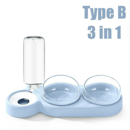 Pet Cat Bowl Automatic Feeder 3in1 Dog Cat Food Bowl With Water Fountain Double Bowl Drinking Raised Stand Dish Bowls For Cats