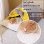 Luxurious Semi-Enclosed Cat Kennel Bed Teepee Tent Kennel Mattress Cute Decorative PP Cotton Filling Warm Breathable All Seasons