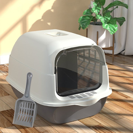 Cat Litter Box Fully Enclosed Spillproof Deodorant Cat Toilet Two-Way Shovel Large Capacity Cat Toilet Litter Box Closed Sandbox