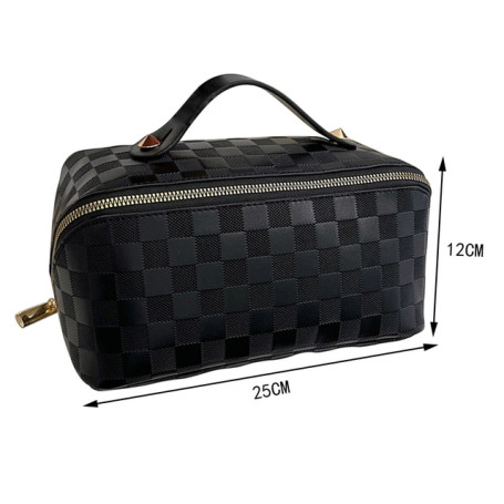 Makeup Organizer Ladies Portable Cosmetic Bag Checkerboard Plaid Makeup Bag Women Toiletries Storage Bag Female Handbag Case