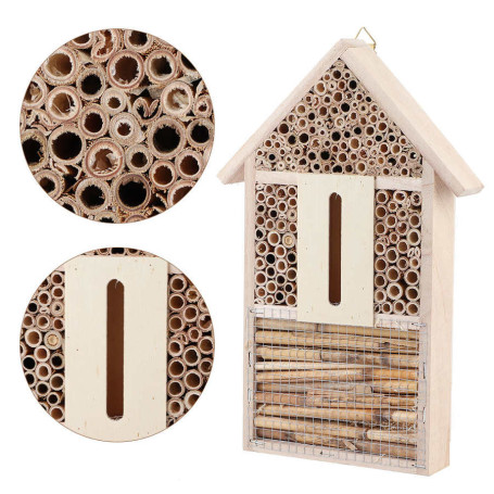 Wooden Insect House Bee House Shelter Garden Insect Nesting Box Handicrafts Outdoor Garden Decoration