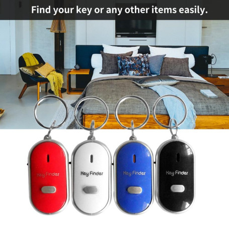 LED Whistle Key Finder Flashing Beeping Sound Control Alarm Anti-Lost Keyfinder Locator Tracker with Keyring