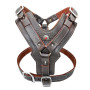 Leather Large Dog Harness Heavy Duty Vest Thick Soft for Big Dogs Boxer Pitbull Rottweiler Bull Mastiff, Brown