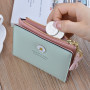 Women Short Wallets Design Small Daisy Card Holder High Quality  PU Coin Purse Simple Zipper Money Bag Wallets