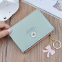 Women Short Wallets Design Small Daisy Card Holder High Quality  PU Coin Purse Simple Zipper Money Bag Wallets