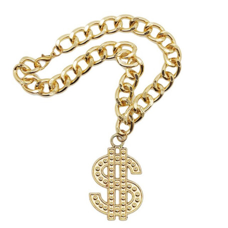 43cm Luxury Dog Gold Necklace Dollars Metal  Chain Collar Pet Accessories  Dog Supplies