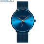 CRRJU Fashion Blue Men Watch Top Luxury Brand Minimalist Ultra-thin Quartz Watch Casual Waterproof Clock Relogio Masculino