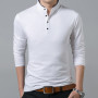 Spring Mens Tshirt Long Sleeve Stand Basic Solid Blouse Tee Shirt Top Casual Cotton T-shirt Men Undershirt
