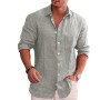 Men's Casual Blouse Cotton Linen Shirt Loose Tops Long Sleeve Tee Shirt Spring Summer Autumn Casual Handsome Men Shirts
