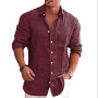Men's Casual Blouse Cotton Linen Shirt Loose Tops Long Sleeve Tee Shirt Spring Summer Autumn Casual Handsome Men Shirts