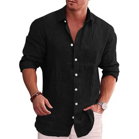 Men's Casual Blouse Cotton Linen Shirt Loose Tops Long Sleeve Tee Shirt Spring Summer Autumn Casual Handsome Men Shirts