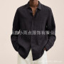 Men's Clothing Long Sleeve Casual Shirts Spring New Oversized Loose Cotton Linen Shirt Male Vintage Solid Top
