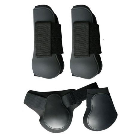 4pcs Jumping PU Shell Sports Riding Anti Scratching Horse Leg Boots Adjustable Band Front Hind Protective Training Outdoor