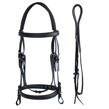 Equestrian Equipment Riding Horse Bridle Horse Halter Horse Head Collar and Reins Black Color Bridle