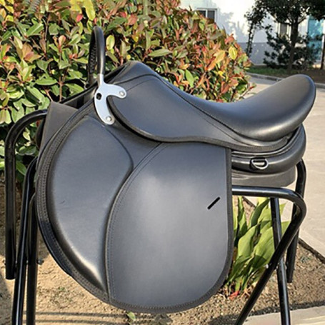 Leather Hand Carved Ranch Roper Horse Saddle with Matching Headstall, Breastplate, Reins & Back Cinch, seat Size