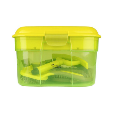 Cavassion Grooming kit for horses horse hair brush horseshoe hook equestrian tool box massage brushes