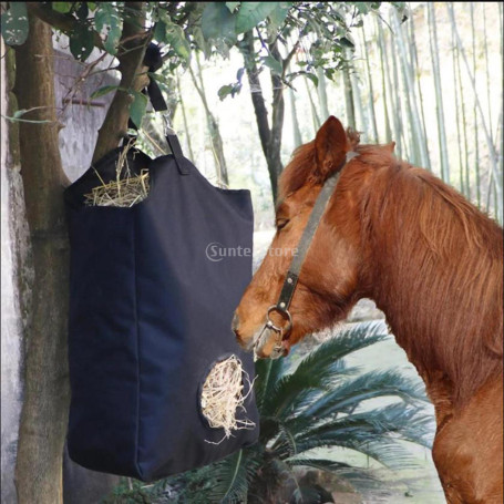 Slow Feed Hay Bag Oxford Fabric Portable Out Hole Reduce Farm Supplies Outdoor Horse Riding Feeder Bag Equestrian Supplies