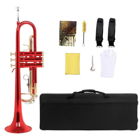 Trumpet Bb Flat Brass Tube Body With Mouthpiece Straps Gloves Musical Instrument Accessories For Beginners