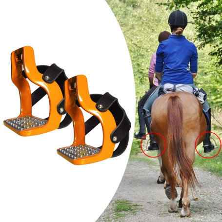 1 Pair Die-Cast Aluminum Saddle Stirrup Pedal Wear‑Resistant Comfortable Safe Horse Riding Equipment with Net Cover