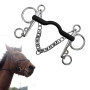 Durable Horse Bit W/Curb Hooks Chain Horse Gag Bit with Silver Trims Mouth Cheek for Performance Horse Bridle Training Equipment