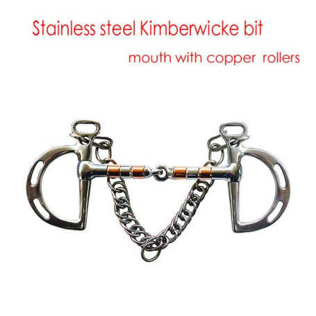 Horse Mouth Bit Stainless Steel Horse Bit Kimberwicke Bit Solid Jointed Mouth With Hook and Binocular Chain Horse Equipment