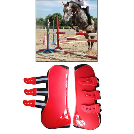 Outdoor Equestrian Horse Leg Boots Training Front Hind Adjustable Brace PU Leather Guard Durable Riding Protection Wrap
