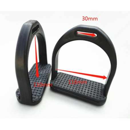 Plastic Profile Shock Absorbing Lightweight Black Stirrups Kid and Adult