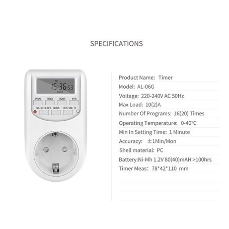 EU Plug Timer Switch Energy Saving Digital Kitchen Timer Outlet Week Hour Programmable Timing Socket