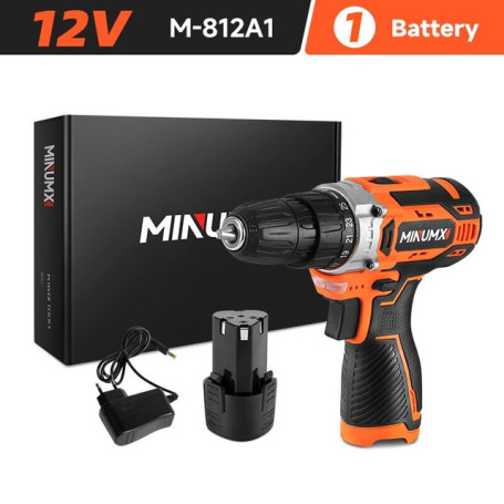 Minumx 12V 16V 20V Max Cordless Drill Electric Screwdriver 25+1 Torque Settings Two-Gear Speed Keyless Chuck