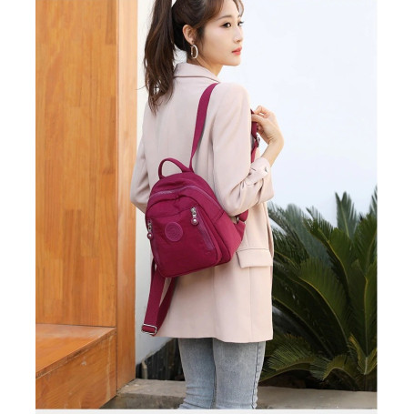 Backpack Bucket Bag Simple Solid Color Nylon Backpack Small Backpack Outdoor Travel Backpack Women's Small Schoolbag