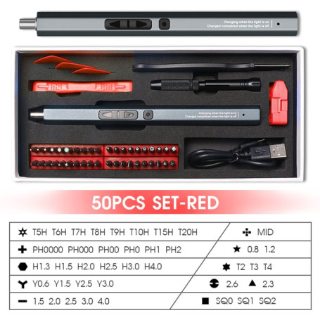 QUK Electric Screwdriver Set Professional 50/39/12 In 1 Large Capacity With LED Light Power Screwdriver Precision