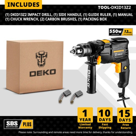 DEKO DKIDZ SERIES 220V ELECTRIC SCREWDRIVER 2 FUNCTIONS ELECTRIC ROTARY HAMMER DRILL POWER TOOL DRILLING MACHINE
