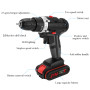 21V Multifunctional Electric Impact Cordless Drill High-power Lithium Battery Wireless Rechargeable Drills Electric Power Tools